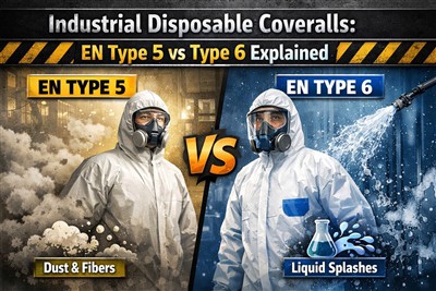 ชุดคลุมแบบใช้แล้วทิ้งทางอุตสาหกรรม: อธิบาย EN ประเภท 5 และประเภท 6